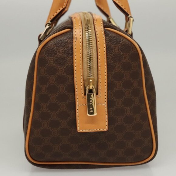 CELINE Macadam Canvas Hand Bag PVC Leather Brown Gold Auth - Picture 5 of 16